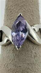 Purple Stone Lady's Silver & Stone Ring 925 Silver 3.04g Size:5